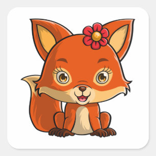 Sticker Carré bébé renard