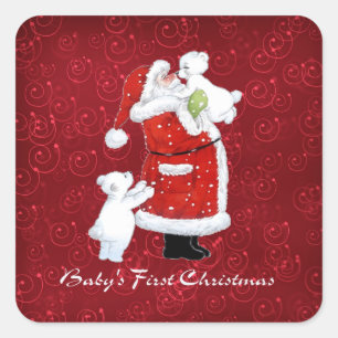 Sticker Carré Bébés 1er Noël