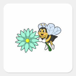 Sticker Carré Bee with flower.PNG