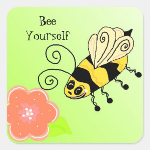 Sticker Carré Bee Yourself Bumble Bee Design