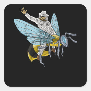 Sticker Carré Beekeeper On Honeybee bee bee keeper Funny