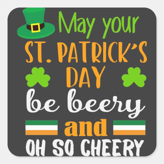 Sticker Carré Beery Cheery St. Patrick's Day (Devant)