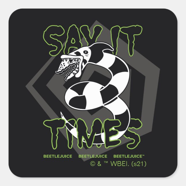 Sticker Carré Beetlejus | Dites-Le 3 Fois (Devant)