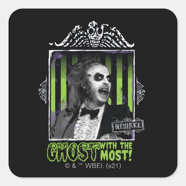 Sticker Carré Beetlejus | Portrait "Ghost With the Most" (Devant)