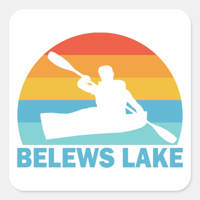 Sticker Carré Belews Lake Caroline du Nord Kayak (Devant)