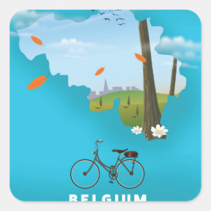 Sticker Carré Belgique Carte carte affiche voyage.