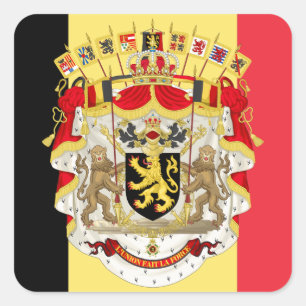 Sticker Carré Belgium Flag & COA