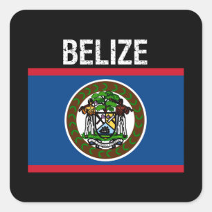 Sticker Carré Bélize, drapeau du Belize