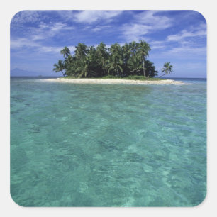 Sticker Carré Belize, récif barrière, île ou cayon sans nom.