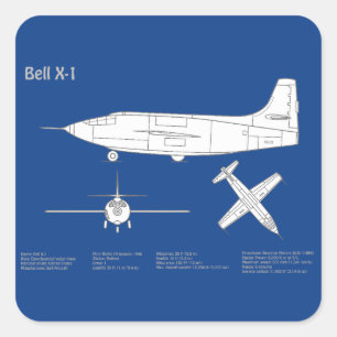 Sticker Carré Bell X-1 - Plans de plan d'avion ABD