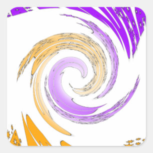 Sticker Carré Belle Art Moderne Design : Tourbillon violet et or