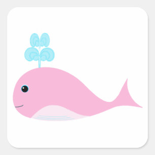 Sticker Carré Belle baleine rose