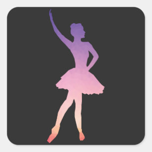 Sticker Carré Belle ballerine pour fille de ballet.