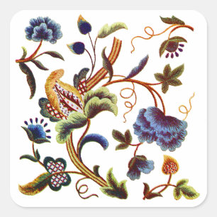 Sticker Carré Belle broderie élisabéthaine jacobéenne