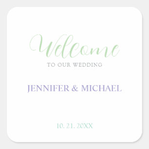 Sticker Carré Belle Chic Calligraphie Élégant Mariage de bienven