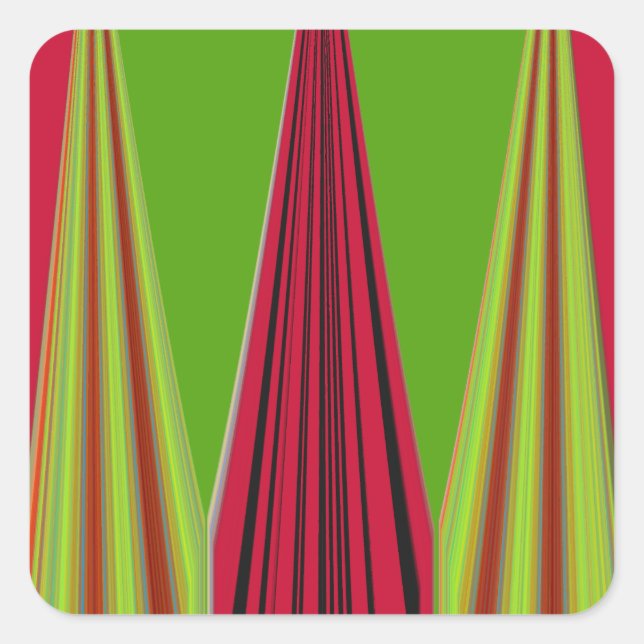 Sticker Carré Belle conception d'art fractal jaune rouge (Devant)