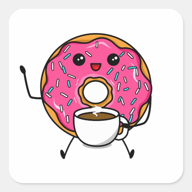 Sticker Carré Belle Donut Au Café (Devant)