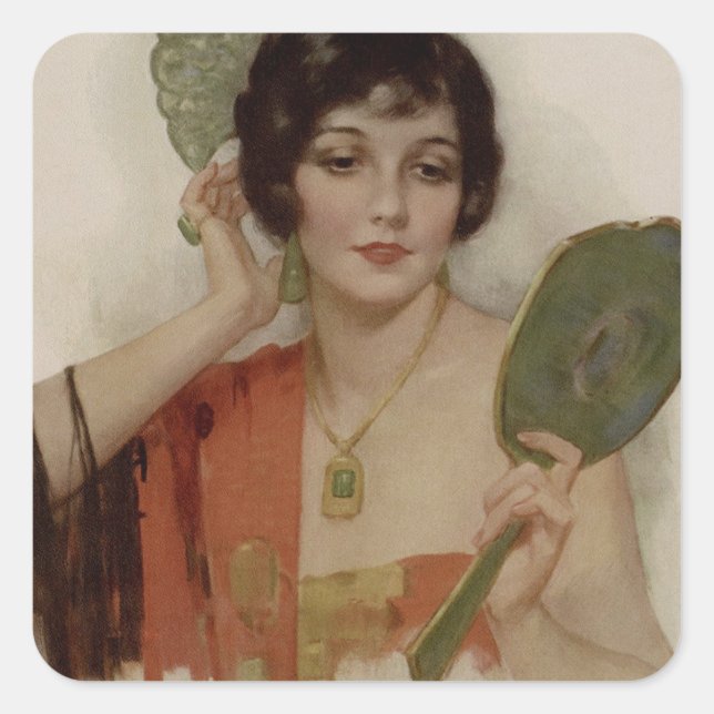 Sticker Carré Belle fille Flapper des années 1920 (Devant)