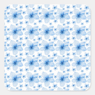 Sticker Carré Belle Fleur Bleue Motif sans couture