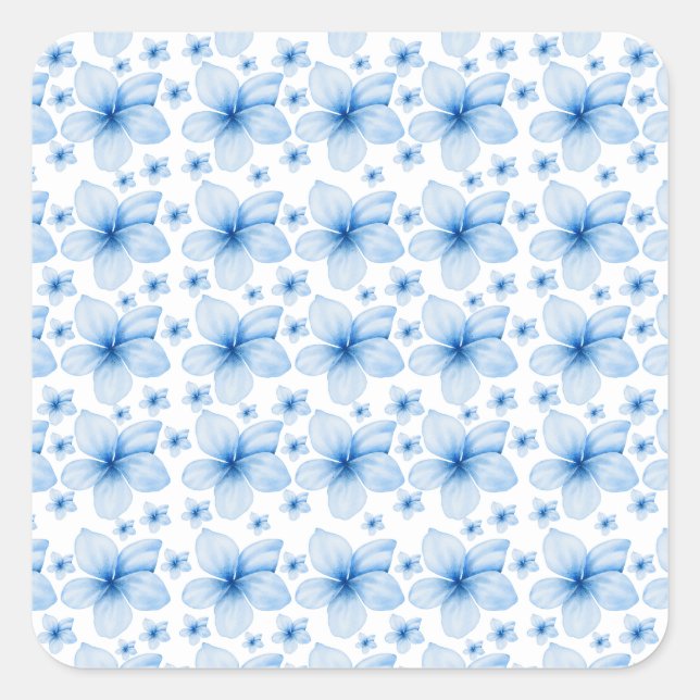 Sticker Carré Belle Fleur Bleue Motif sans couture (Devant)