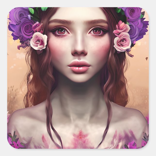 Sticker Carré Belle Imaginaire Enchantress Art AI (Devant)
