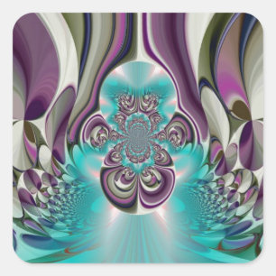 Sticker Carré Belle impression Angélique Purple et Cyan Abstrait