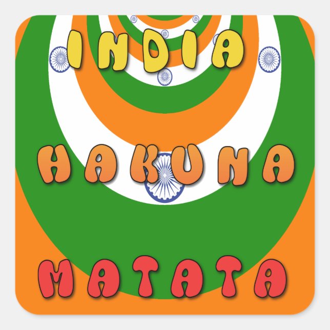 Sticker Carré Belle Inde couleurs drapeau national Hakuna Matata (Devant)