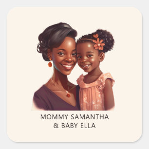 Sticker Carré Belle maman et fille noire (19)