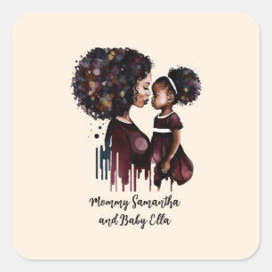 Sticker Carré Belle maman et fille noire (25)