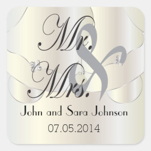 Sticker Carré Belle Mariage Bells   Personnalisé