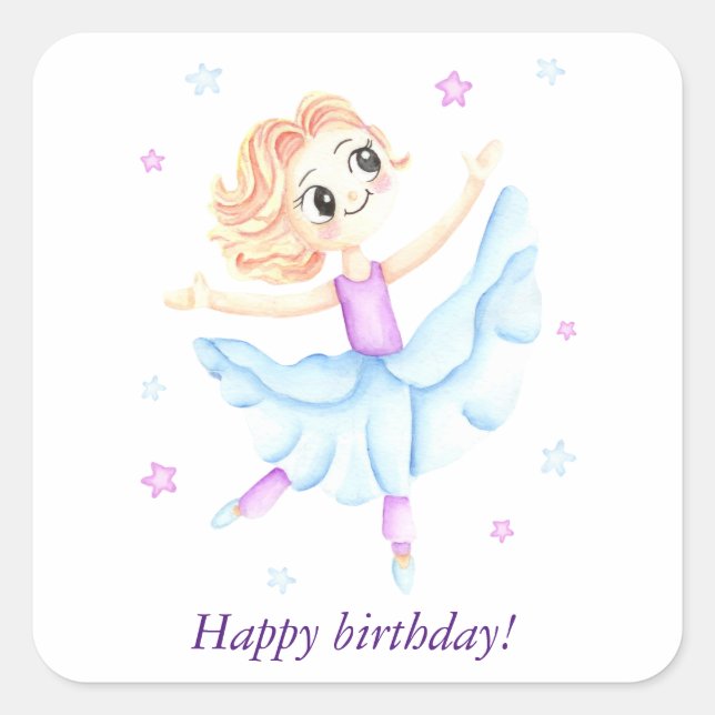 Sticker Carré Belle petite fille de gingembre ballerine (Devant)
