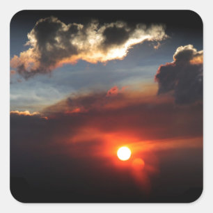 Sticker Carré belle photo de coucher de soleil enfumé