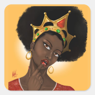 Sticker Carré Belle Reine noire