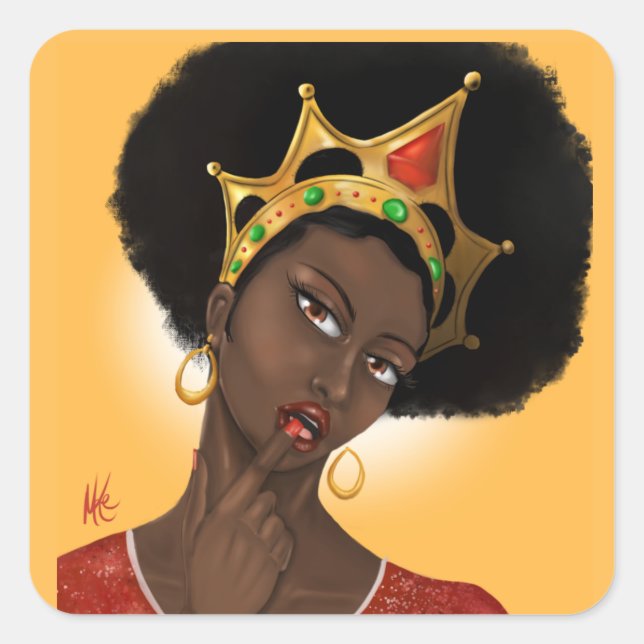 Sticker Carré Belle Reine noire (Devant)