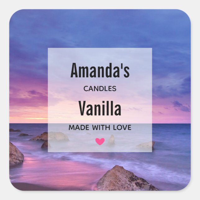 Sticker Carré Belle Sunset Coastal Photo Candle Business (Devant)