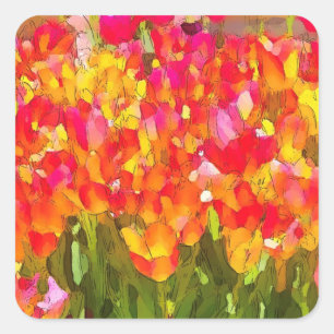 Sticker Carré Belles tulipes