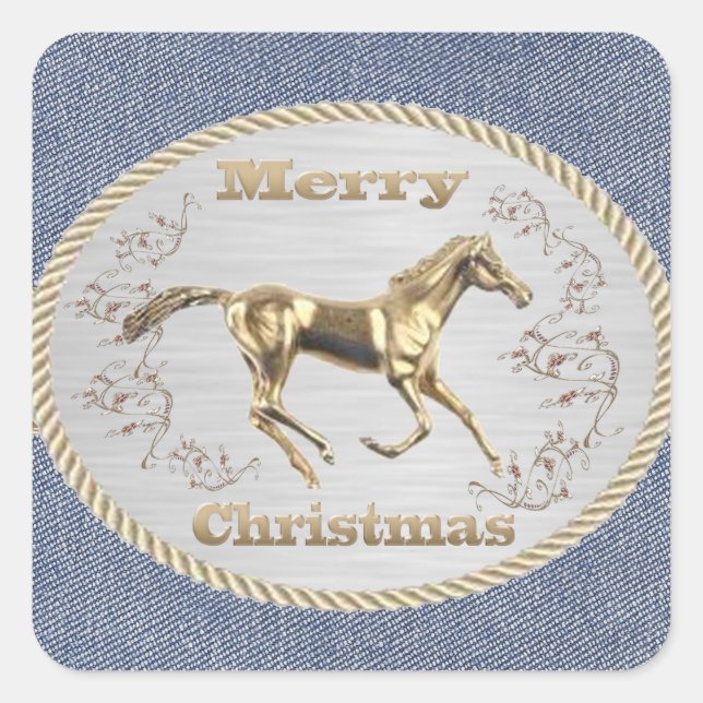 Sticker Carré Belt Buckle de Noël Occidental Joyeux Noël (Devant)