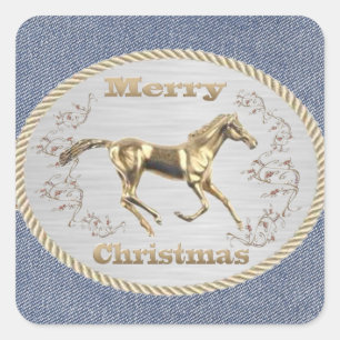 Sticker Carré Belt de Noël Ouest Buckle Joyeux Noël