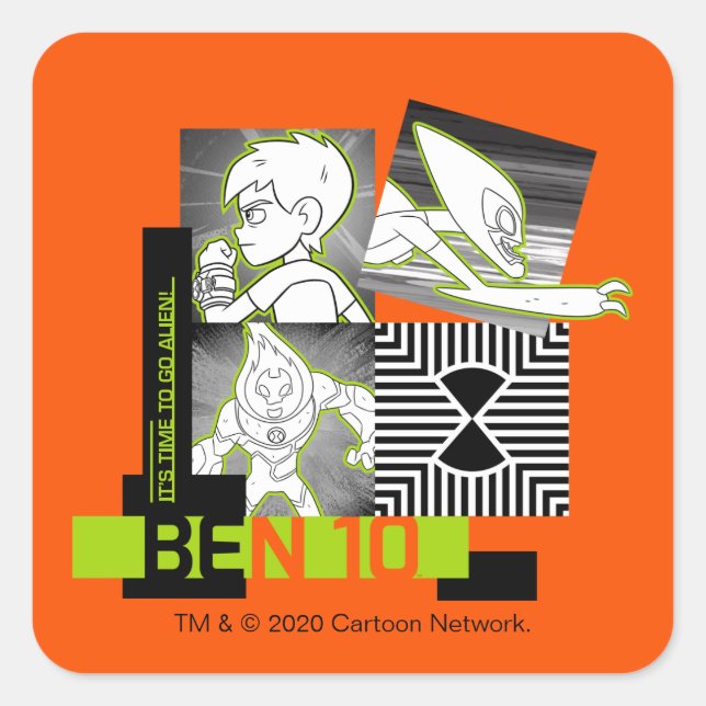 Sticker Carré Ben 10 - Il est temps de devenir Alien (Devant)