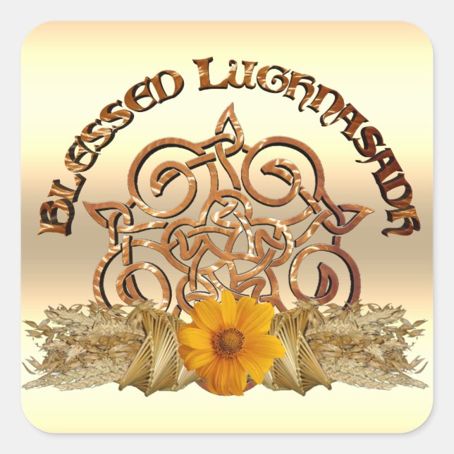Sticker Carré Bénédiction Lughnasadh Celtic Pentacle Pagan Holid (Devant)