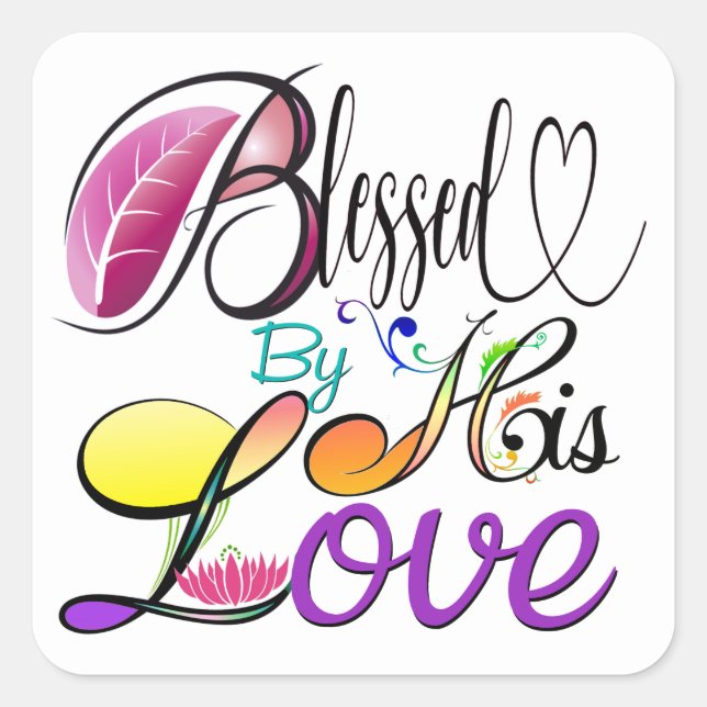 Sticker Carré Béni par Son Amour (Devant)