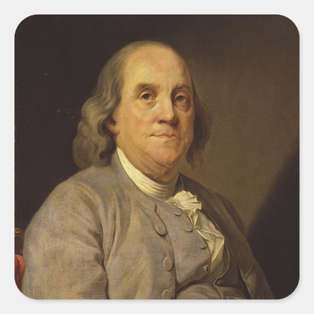 Sticker Carré Benjamin Franklin par Joseph Siffred Duplessis (Devant)
