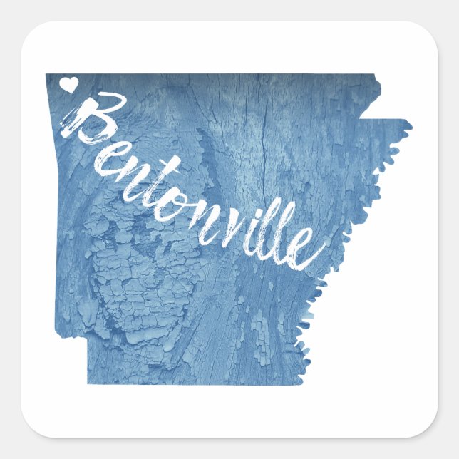 Sticker Carré Bentonville Arkansas Grain de bois (Devant)