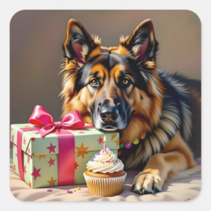 Sticker Carré berger allemand Anniversaire