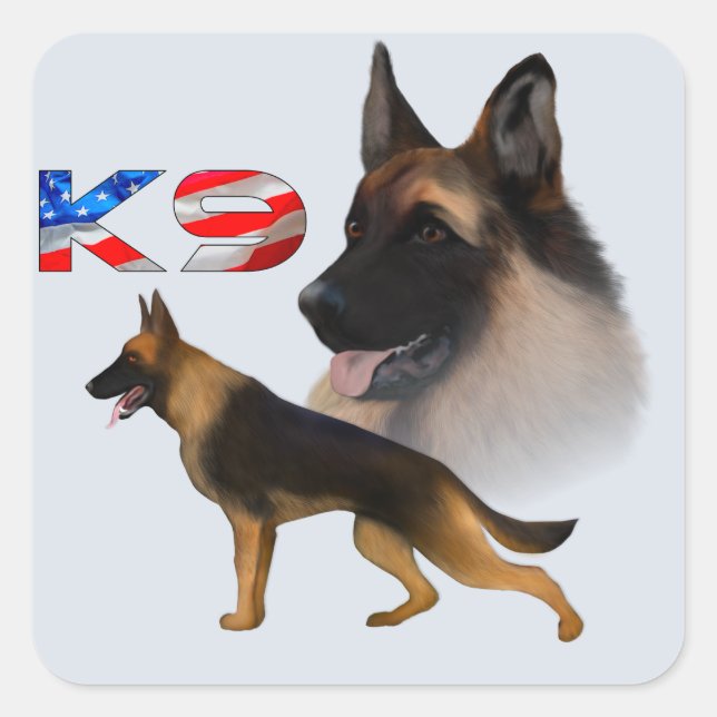 Sticker Carré berger allemand K9 (Devant)