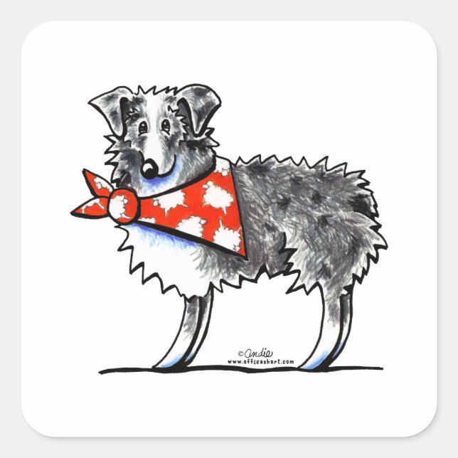 Sticker Carré Berger australien AUSSIE-M (Devant)