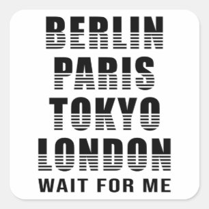 Sticker Carré Berlin Paris Tokyo City City Funny Cadeau