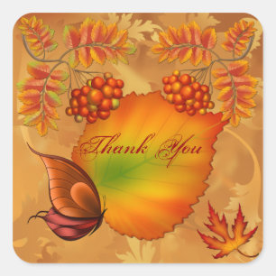 Sticker Carré Berries d'automne Merci