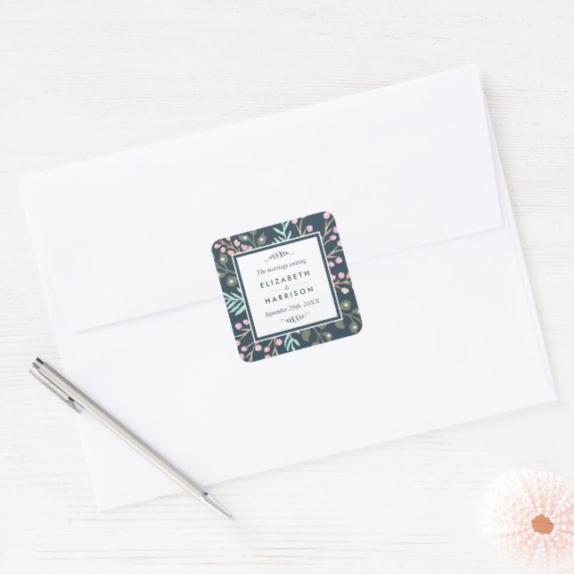 Sticker Carré Berry Botanique Whimsical Mariage Faveur (Enveloppe)