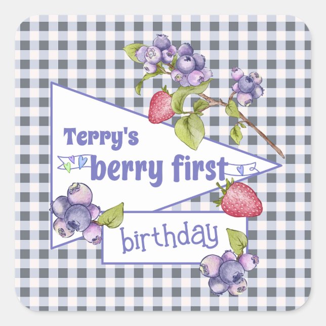 Sticker Carré Berry Premier anniversaire (Devant)